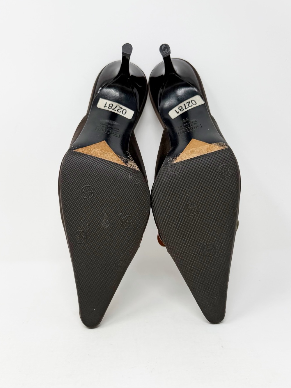 Giuseppe Zanotti Floral Mule Heels Brown Satin Pointed Toe Womens Size EU 39 - Picture 9 of 10